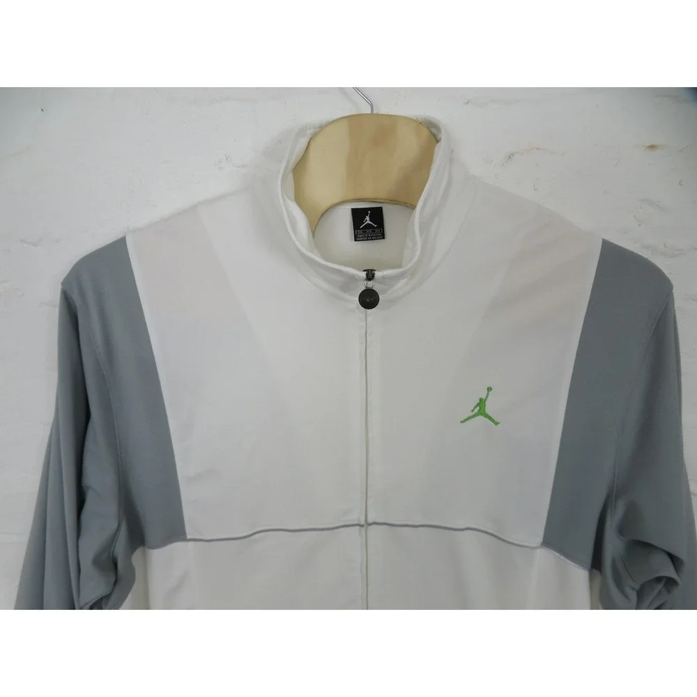 Vtg Air Jordan Flight Track Jacket Mens 3XL White Full Zip Basketball Jumpman